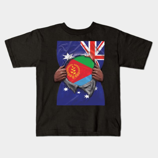 Eritrea Flag Australian Flag Ripped Open - Gift for Eritrean From Eritrea Kids T-Shirt by Country Flags